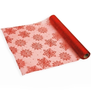 Organza vánoční 36cm/5m červená