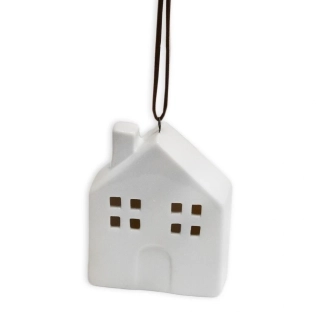 Domek závěs porcelán 7,4cm bílá