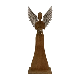 Anděl dřevo/kov 36,5cm