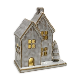 Domek svícen LED keramika 13,5cm