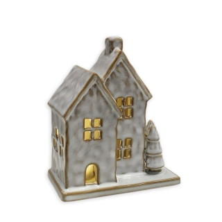 Domek svícen LED keramika 10cm