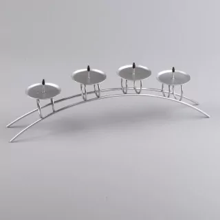 Adventní svícen kov 35cm mat stříbrná