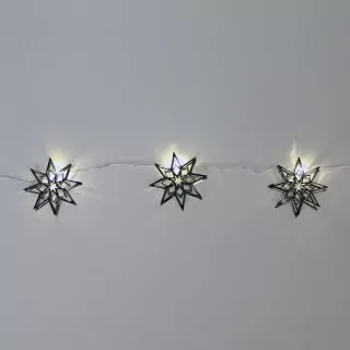 Řetěz hvězdy kov 10xLED světla 7cm/1,6m vnitřní