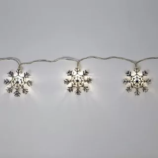 Řetěz vločky kov 10xLED světla 6cm/1,6m vnitřní
