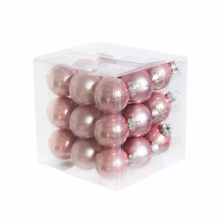 Koule sklo 2,5cm/27ks růžová