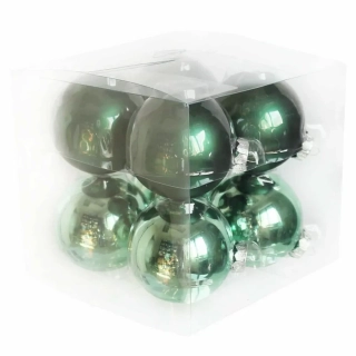 Koule sklo 8cm/8ks tm.zelená