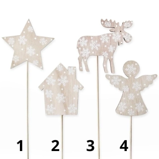 Zápich vánoční dřevo 8,5/15cm mix