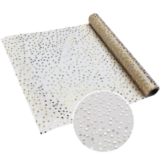 Organza s potiskem 36cm/5m bílá/zlatá