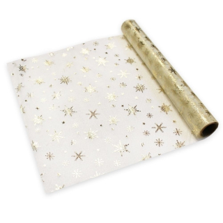 Organza vánoční 36cm/5m krém/šampáň