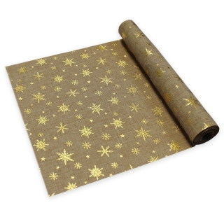 Látka vánoční 36cm/5m natural/zlatá