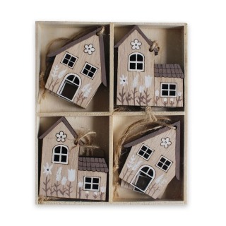 Domek závěs dřevo 8ks/5,5cm
