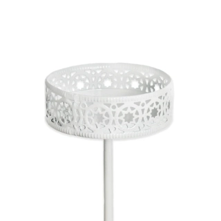 Držák na svíčku kov zápich 5cm bílá