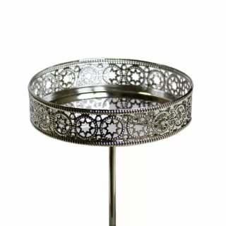 Držák na svíčku kov zápich 7,5cm stříbrná