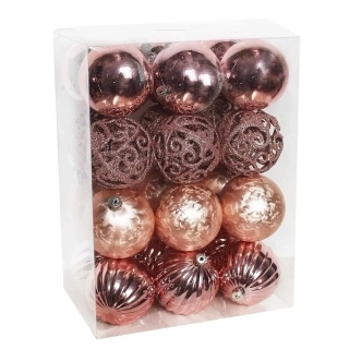 Baňky pvc 24ks/8cm sv.růžová