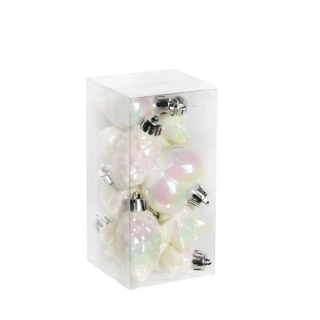 Baňky pvc 12ks/4cm bílá perleť