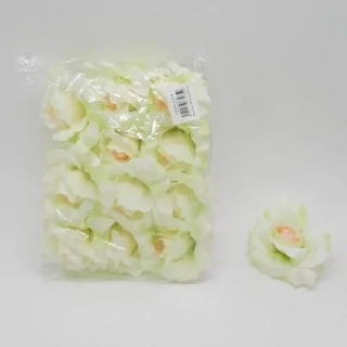 Růže hlava textil 12ks/8cm krémová