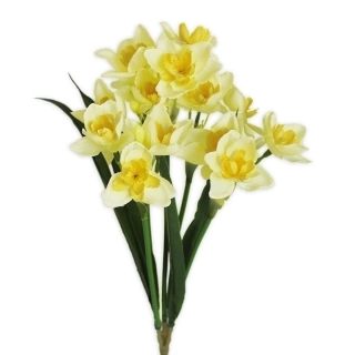Narcisy kytice polyester x15/47cm žlutá