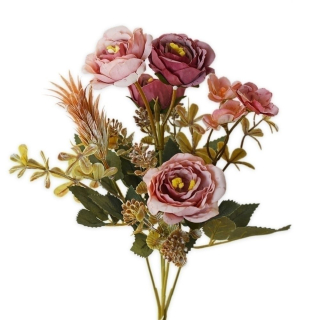 Růže kytice mix 28cm růžová