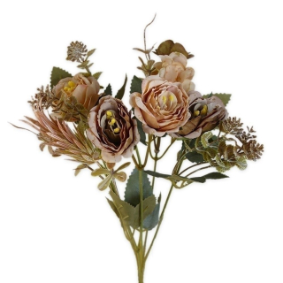 Růže kytice mix 28cm béžová