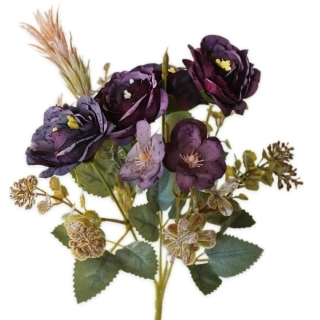 Růže kytice mix 28cm fialová