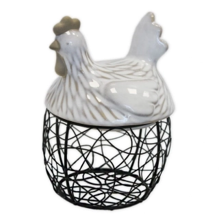 Slepice dóza porcelán/kov 18,4cm