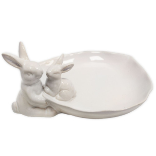 Tác zajíci porcelán 20,5cm bílá