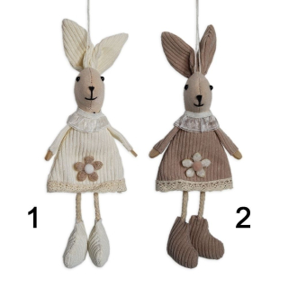 Zajíc závěs textil 25cm mix