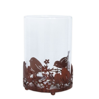 Svícen sklo/kov 16cm