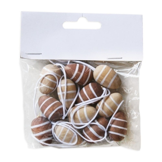 Vajíčka závěs dřevo 12ks/2,5cm proužek