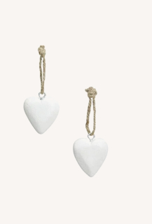 Dřevěné srdíčko na zavěšení bílé 5x4x1,5 cm