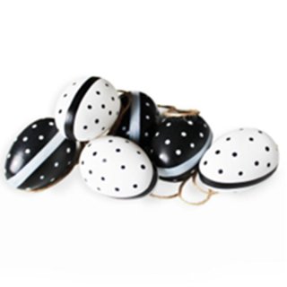 Vajíčka závěsná pvc 6ks/6cm bílá/černá