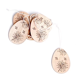 Vajíčko závěs dřevo 6ks/6cm natural