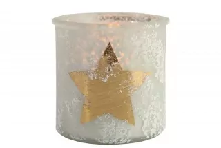 Skleněný svícen bílý Stars M