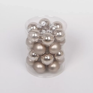Baňky sklo 36ks/3,8cm latté