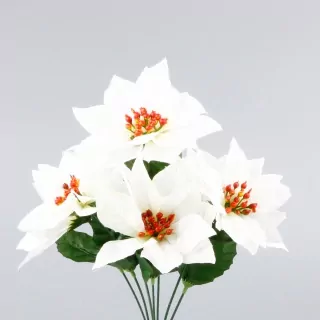 Poinsettia kytice 35cm bílá