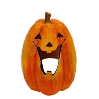 Dýně svícen polyresin 16cm oranžová