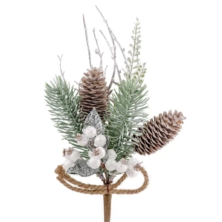 Větvička bobule 41cm zelená/bílá