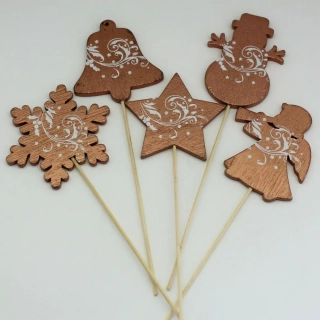 Zápich vánoční mix 5ks 8/12cm bronz