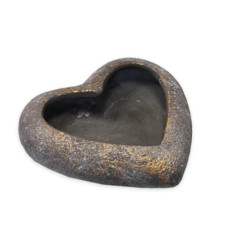 Srdce obal cement 16cm hnědá patina