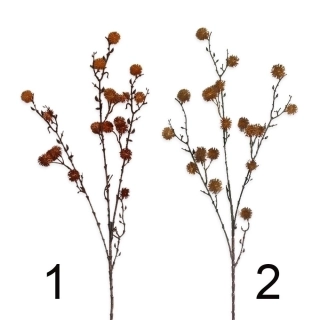 Bodláky větev pvc 89cm mix tm.oranž/hnědá