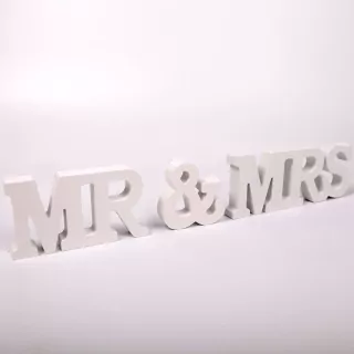 Nápis Mr&MRS dřevo 21,5cm bílá